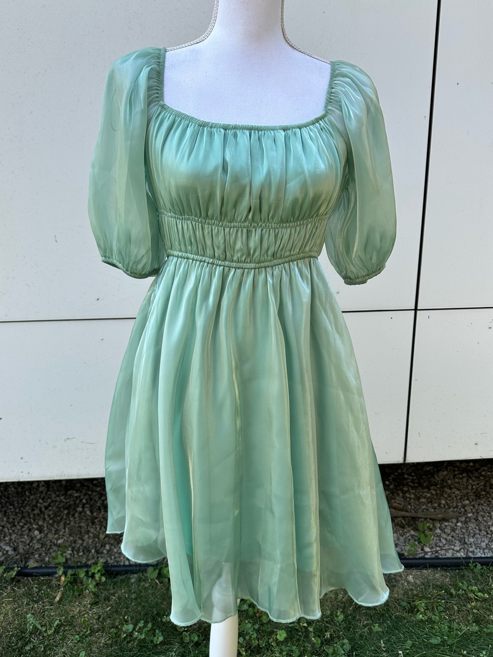 BaeVely / Mint Green Chiffon Style Shiny Dress / Small / Fairycore Cottagecore